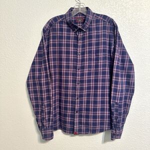 UNTUCKit Shirt Mens Large Blue Purple Plaid Bellangelo Slim Fit Cotton Pocket